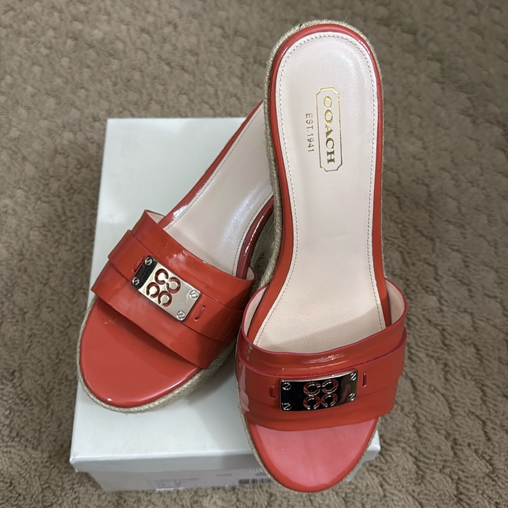 Coach Christie patent wedge